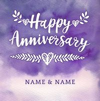 Purple Haze Happy Anniversary personalised Card