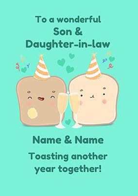 A Toast to Son and Daughter-in-Law Anniversary personalised Card