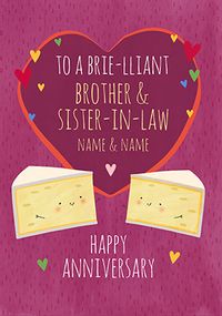 Brie-lliant Brother and Sister-in-Law Anniversary personalised Card