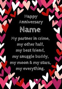 Partner in Crime Anniversary personalised Card