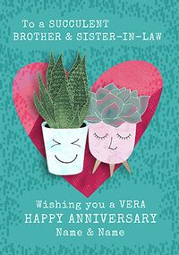 Vera Happy Anniversary Brother & Sister-in-Law personalised Card