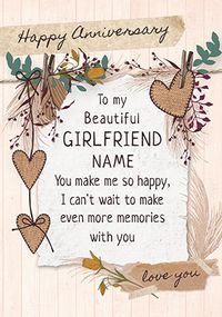 Beautiful Girlfriend Anniversary personalised Card