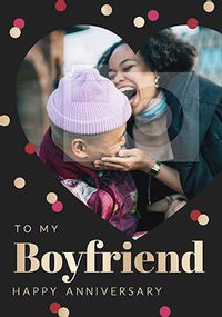 Boyfriend Heart Photo Personalised Anniversary Card