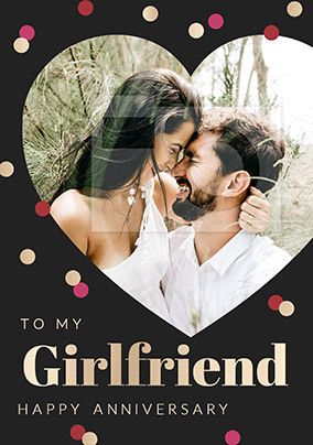 Girlfriend Heart Photo Personalised Anniversary Card