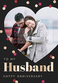 Husband Heart Photo Personalised Anniversary Card