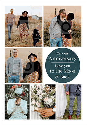Love You To The Moon 6 Photo Anniversary Card - Giant (A3) - By Funky Pigeon