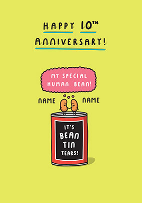 Happy 10th Anniversary Personalised Card | Funky Pigeon