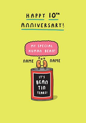 Happy 10th Anniversary Personalised Card