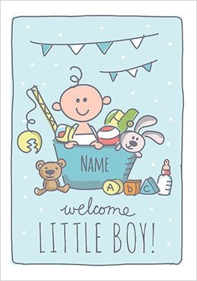Babette - Welcome Little Boy Personalised Card
