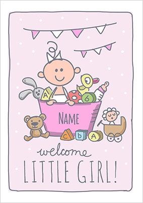 Babette - Welcome Little Girl Personalised Card