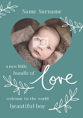 Beautiful Baby Boy Bundle of Love Photo Card