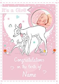 Disney Bambi New Baby Girl Card