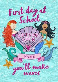 Tap to view First Day At School Mermaid Personalised Card