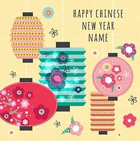 Happy Chinese New Year Lanterns Personalised Card
