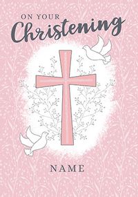 Tap to view On Your Christening Pink Personalised Card