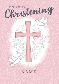 Tap to view On Your Christening Pink Personalised Card