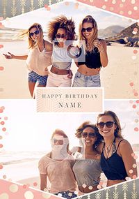 Tap to view Cancer Research Happy Birthday 2 photo personalised Card