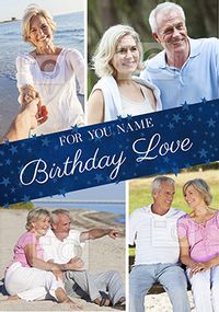 Tap to view Cancer Research Birthday Love 4 photo personalised Card