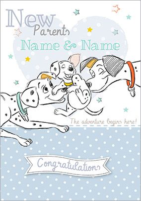 Disney Baby 101 Dalmatians New Baby Card - New Parents