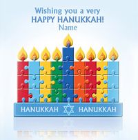 Tap to view Happy Hanukkah - Menora Puzzle