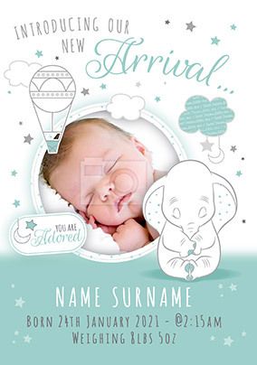 Dumbo New Baby Photo Card