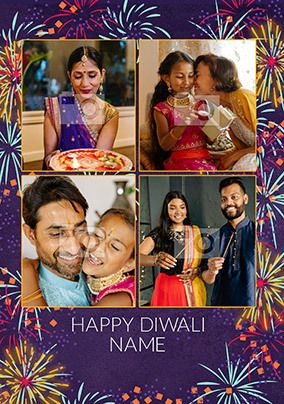 Happy Diwali Four Photo Card