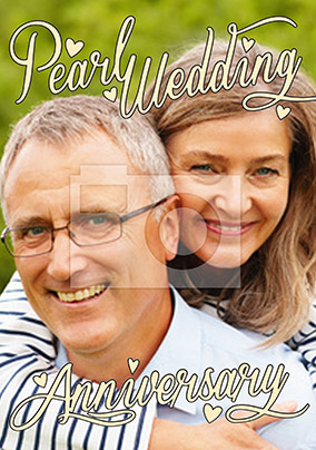 Pearl 30th Wedding Anniversary Card, Personalised With Photo Upload - A5 - By Funky Pigeon