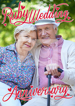 Ruby 40th Wedding Anniversary Card, Personalised With Photo Upload - A5 - By Funky Pigeon