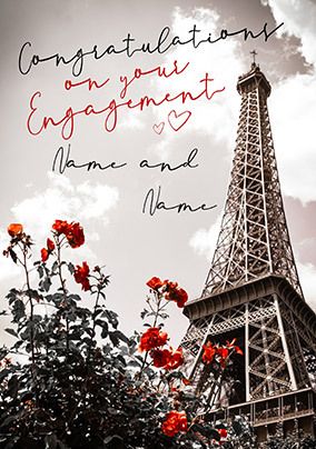 Eiffel Tower Engagement Personalised Card