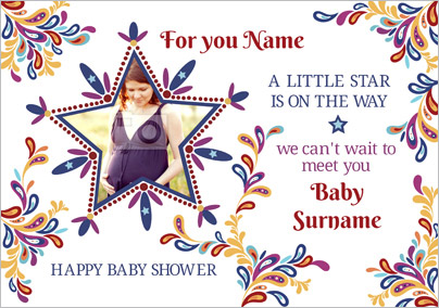 Star On The Way Baby Shower Card - Personalised With Photo Upload - A5 - By Funky Pigeon