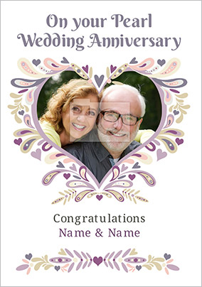 On Our Pearl 30th Wedding Anniversary Card, Personalised With Photo Upload - A5 - By Funky Pigeon