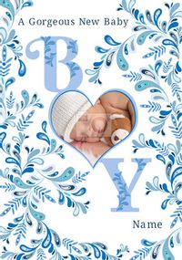 Tap to view Folklore - New Baby Card Gorgeous Baby Boy Photo Upload