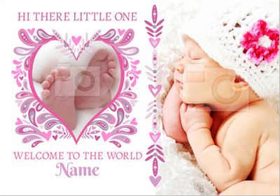 Folklore - New Baby Card Welcome to the World Photo Upload