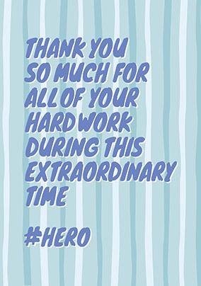 Thank You for your Hard Work Hero Personalised Card