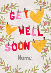 Get Well Soon Washing Line Personalised Card