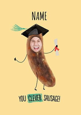 Clever Sausage Graduation Photo Card