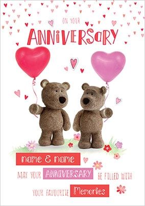 Barley Bear Anniversary Personalised Card