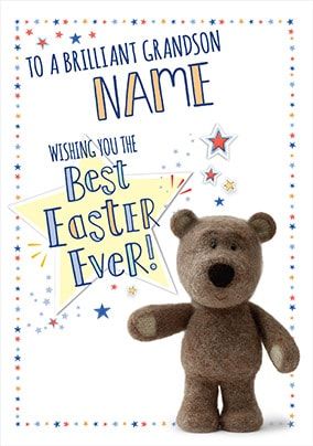 Barley Bear - Grandson At Easter Personalised Card