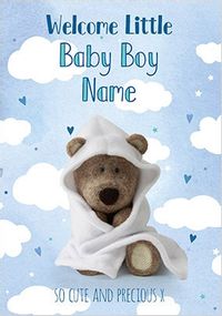 Barley Bear - Welcome Baby Boy Personalised Card