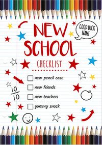 New School Checklist Personalised Card
