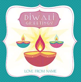 Diwali Greetings Diya Personalised Card