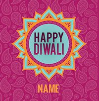 Happy Diwali Paisley Pattern Personalised Card