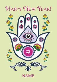Tap to view Happy New Year Hamsa Personalised Card