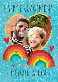 Happy Engagement Rainbow Photo Card