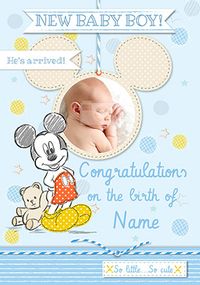 Disney Baby Mickey New Baby Card - Baby Boy's Arrived