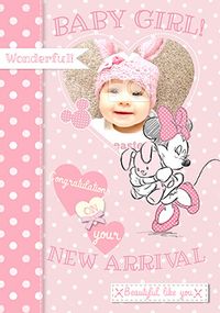 Disney Baby Minnie New Baby Card - Baby Girl's Arrived
