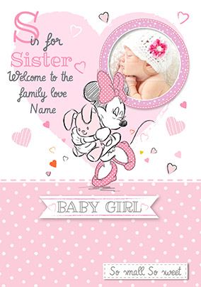 Disney Baby Minnie Mouse New Baby Card - S is for Sister  Sister