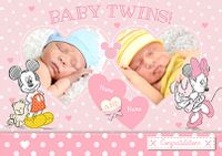 Tap to view Disney Baby Mickey & Minnie New Baby Card - Twins