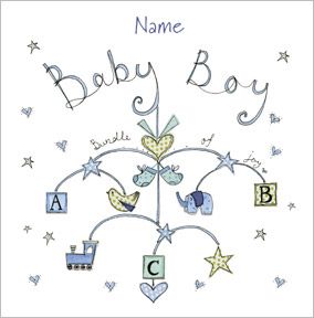 Mint Bouncing New Baby Boy Card