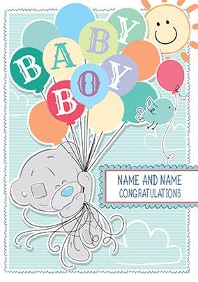 Baby Boy Congratulations Personalised Card